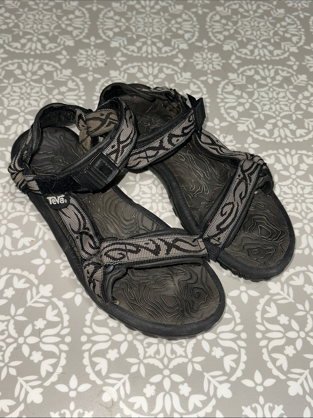 Teva Black and Gray Patterned Sport Sandals